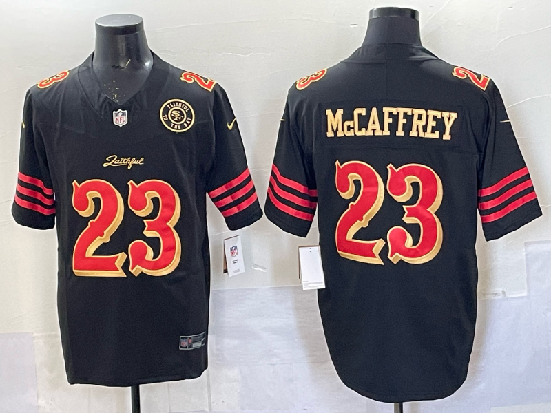 Men San Francisco 49ers #23 McCaffrey black Limited Nike NFL 2025 Jersey 011